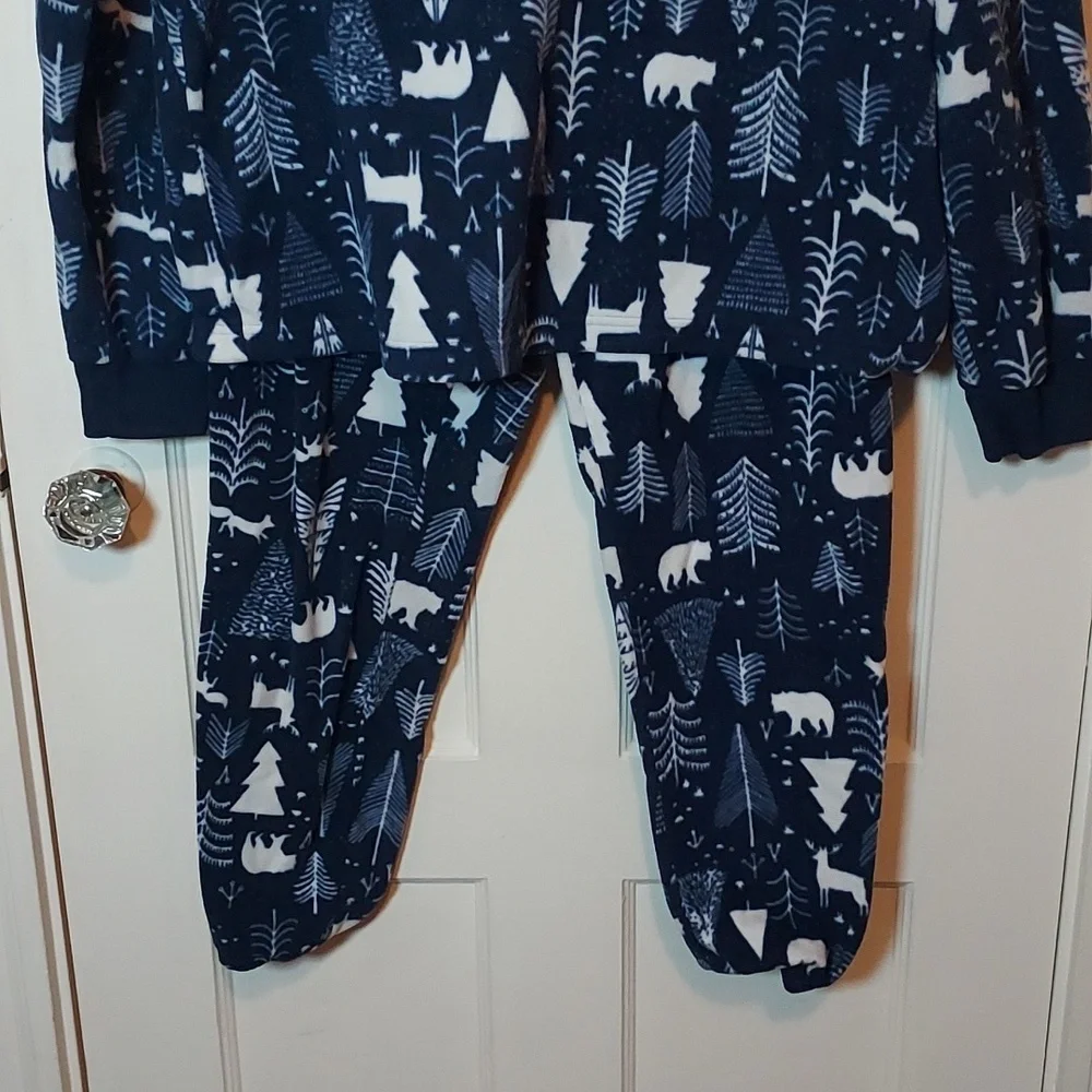 Old Navy Microfleece Pajama Set Blue Trees